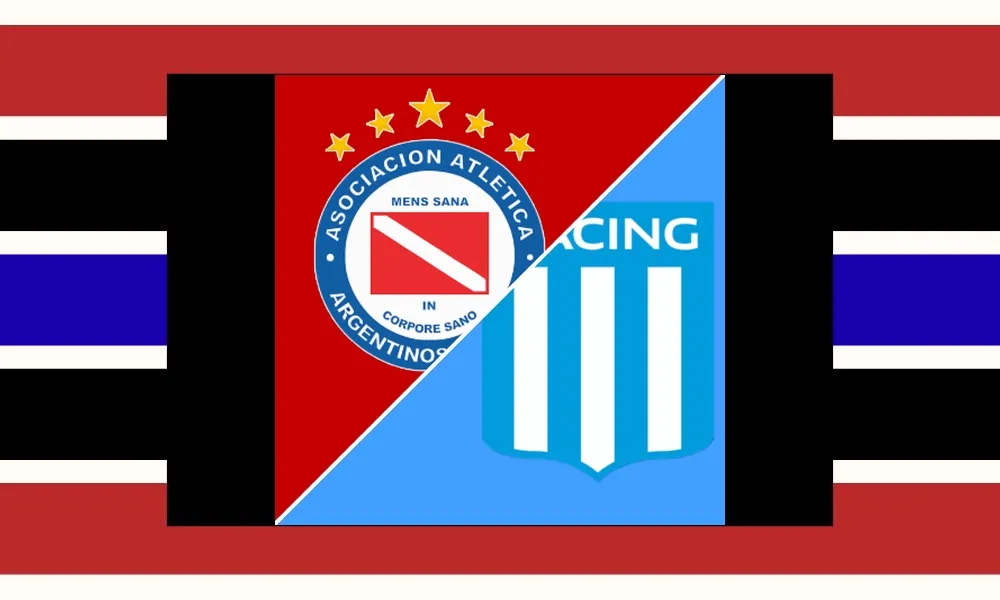 Pemain Argentinos Juniors merayakan kemenangan 2-1 atas Racing Club di Estadio Diego Armando Maradona