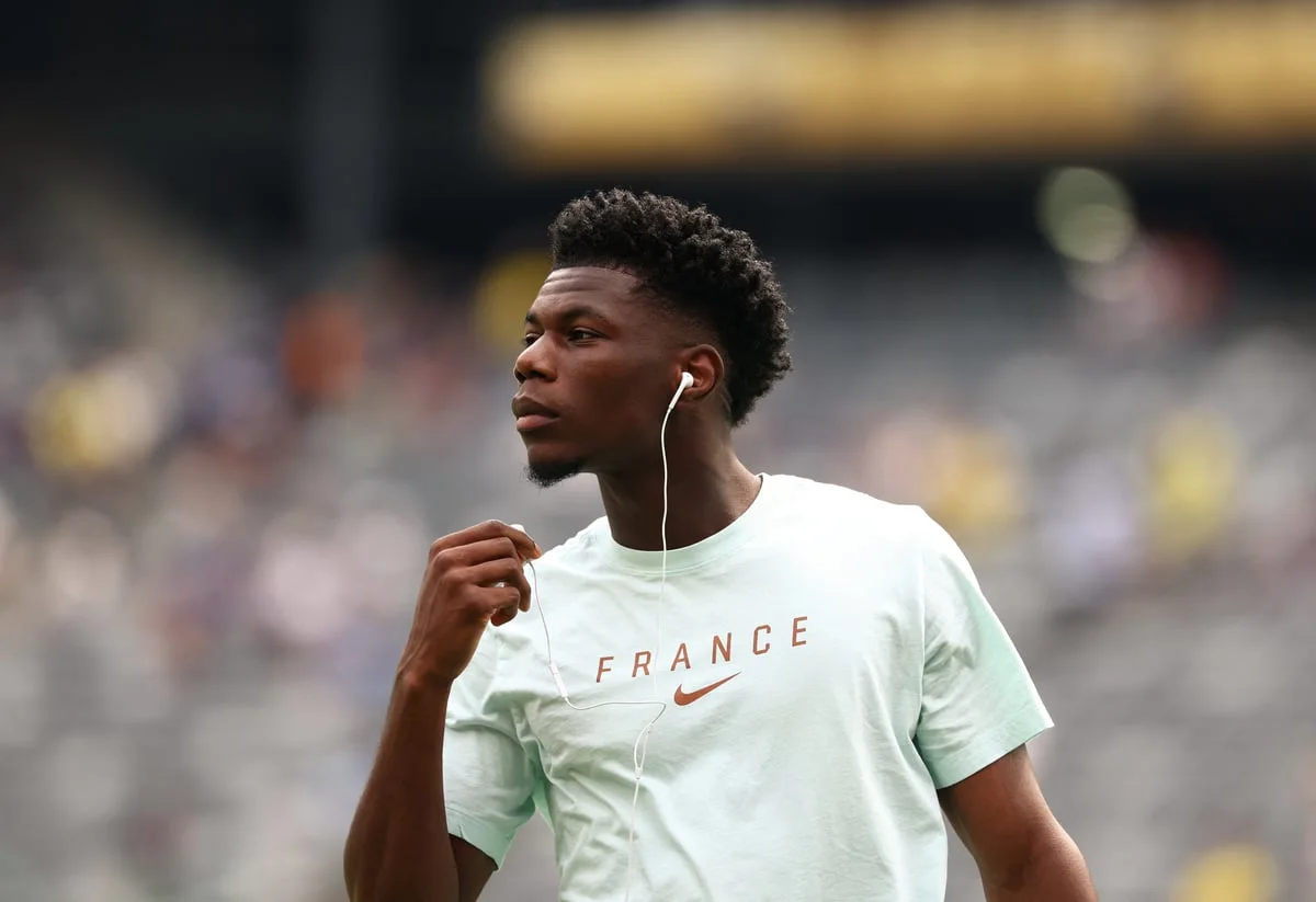 Gelandang Real Madrid Aurelien Tchouameni saat menjalani tes medis pramusim