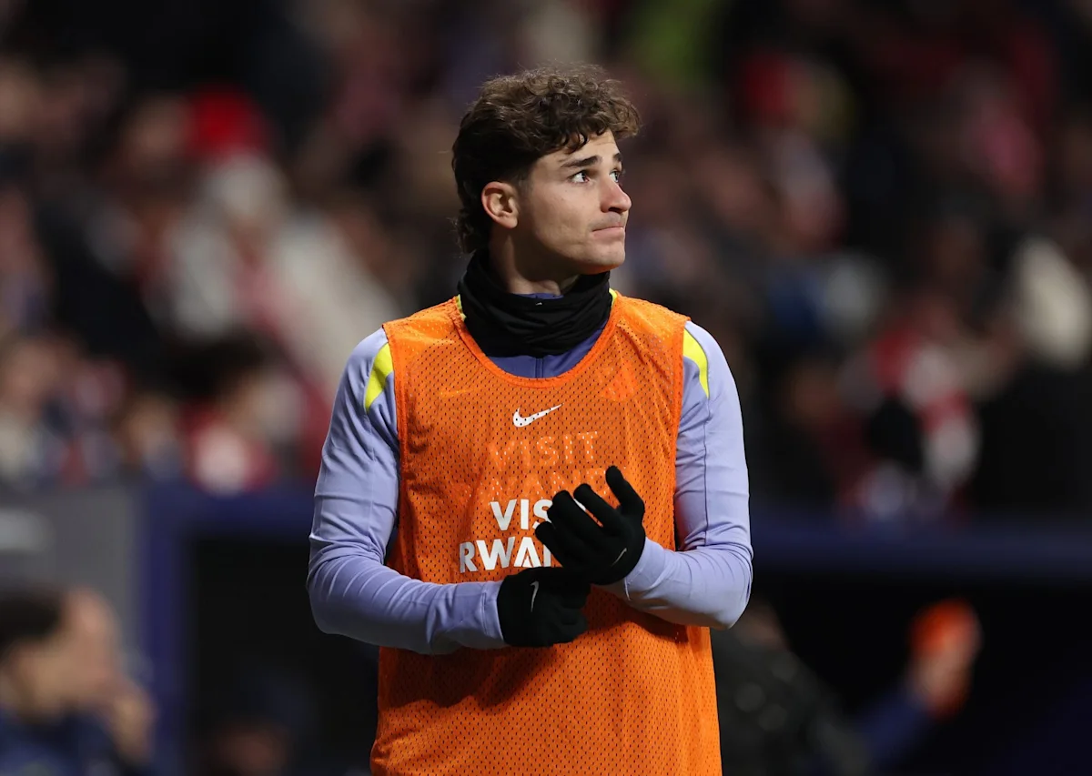 Penyerang Atletico Madrid Julian Alvarez dalam sesi latihan