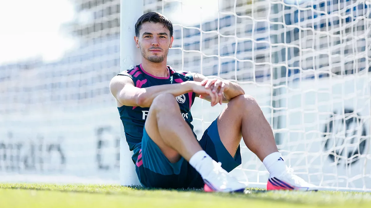 Gelandang Real Madrid Brahim Diaz saat sesi latihan pramusim