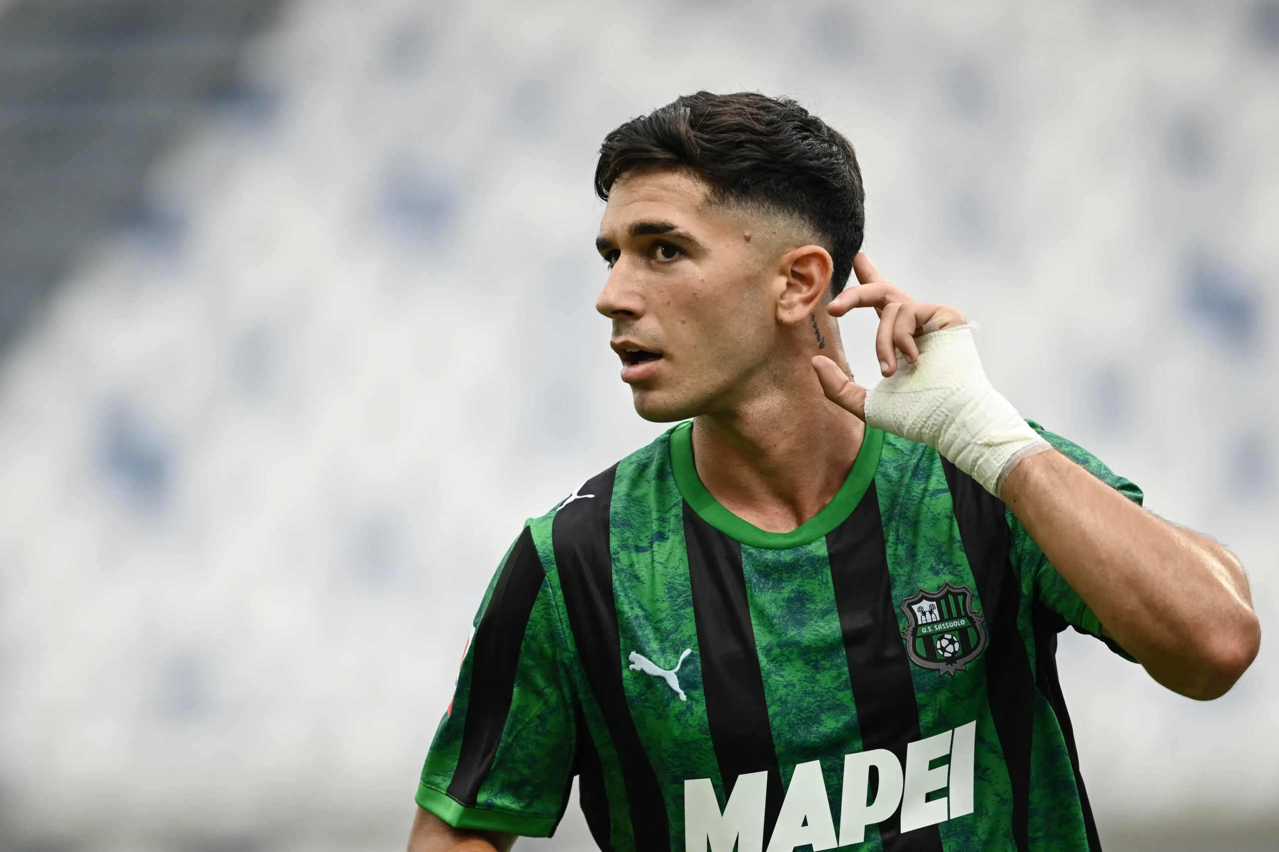 Cristian Volpato merayakan gol pembuka Sassuolo saat menghadapi Cesena di Coppa Italia