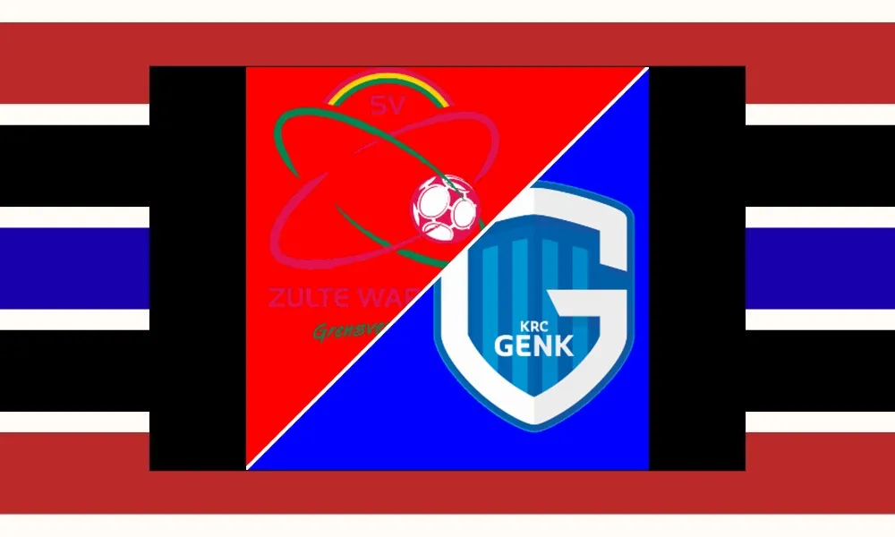 Pemain Zulte-Waregem merayakan kemenangan dramatis 2-1 atas Racing Genk di Elindus Arena