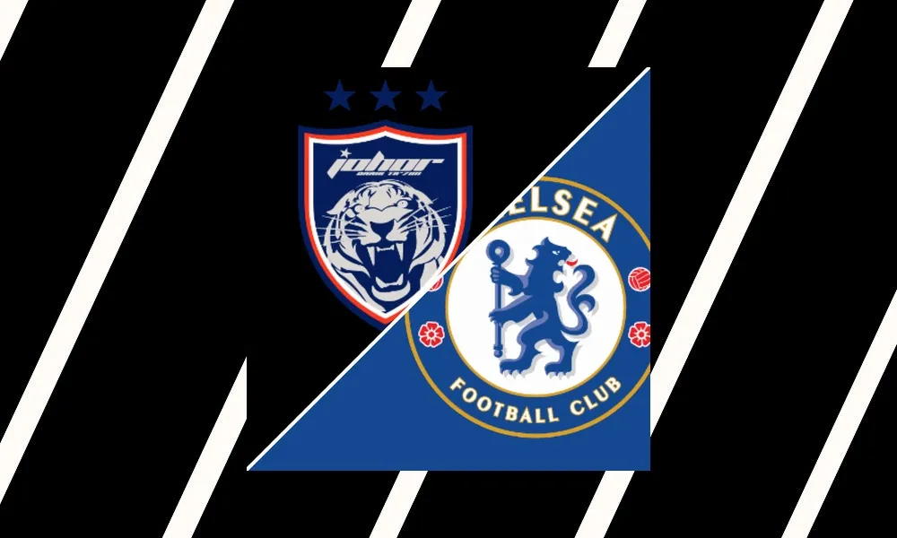 Aksi pemain Johor Darul Ta'zim dan Chelsea dalam laga persahabatan di Sultan Ibrahim Stadium