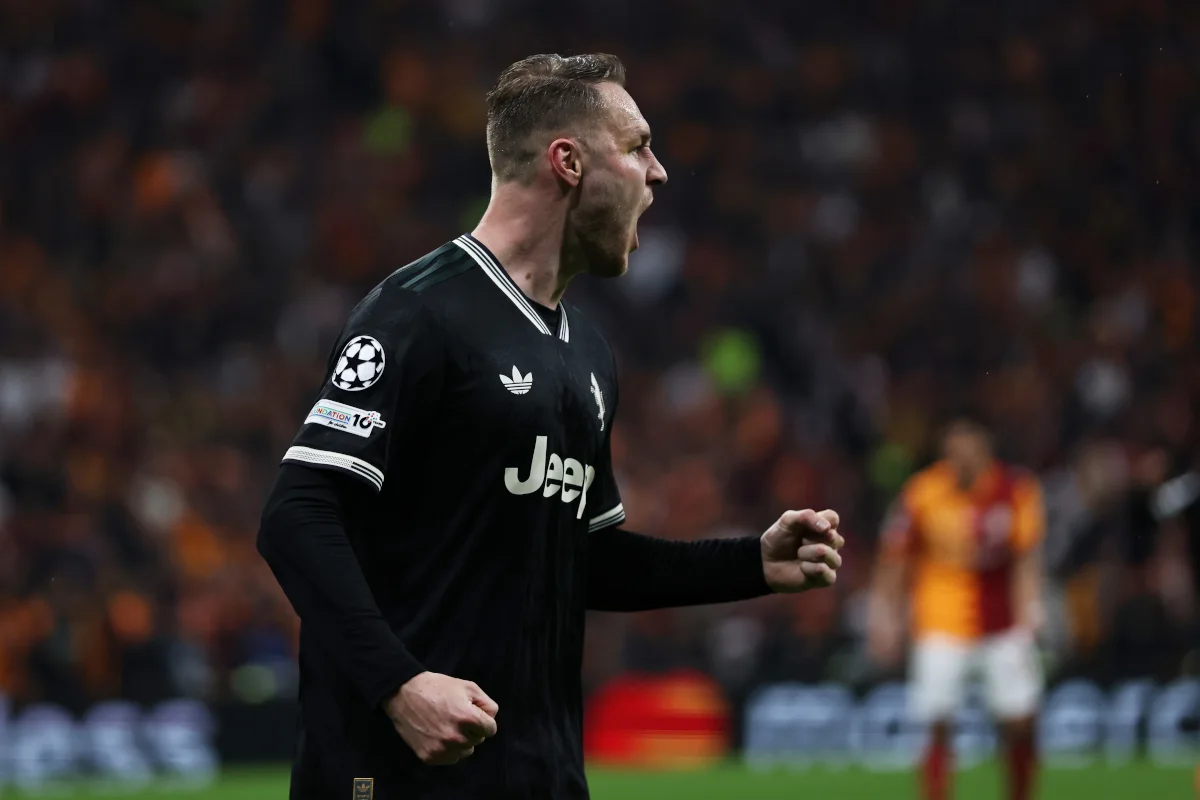 Teun Koopmeiners merayakan gol bersama Juventus di Allianz Stadium