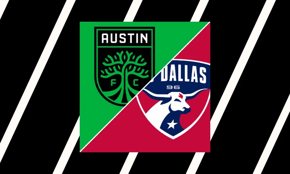Ilustrasi pertandingan Austin FC vs FC Dallas di MLS dengan latar Q2 Stadium