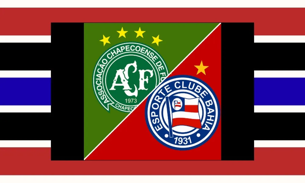Ilustrasi pertandingan Chapecoense vs Bahia di Liga Brasil dengan suasana stadion Arena Condá