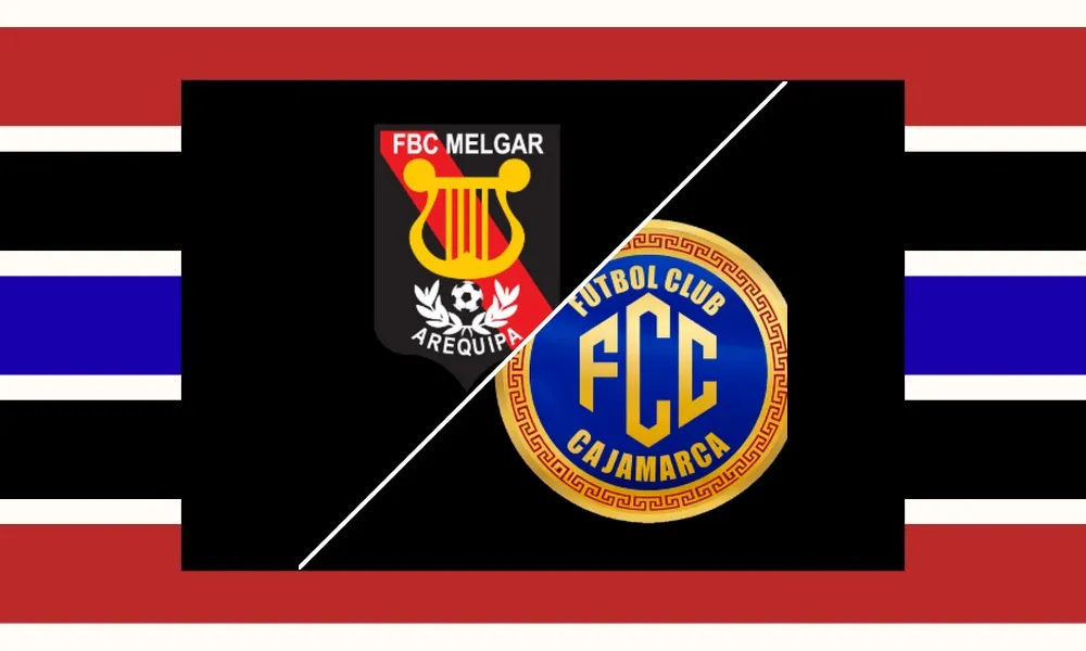Ilustrasi pertandingan Melgar vs Cajamarca di Liga 1 Peru dengan suasana stadion Estadio Monumental de la UNSA