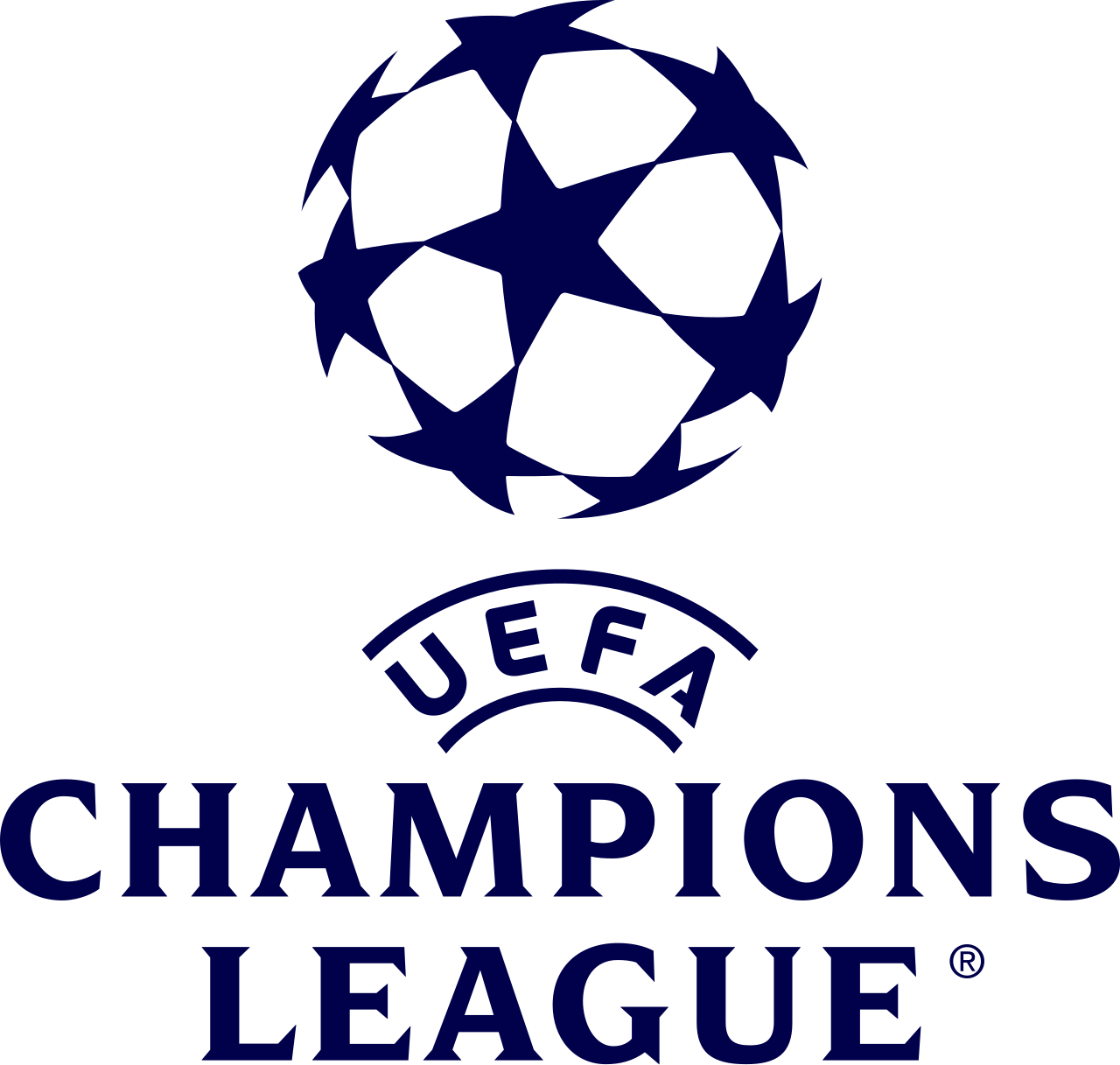 Trofi Liga Champions dipajang di lapangan stadion megah sebelum pertandingan dimulai
